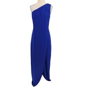 BCBGMaxAzria One Shoulder Colunm Gown With Under Mini Skirt